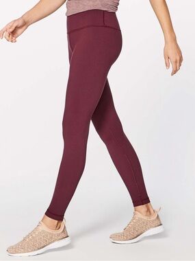 Lululemon Wunder Under Hi Rise Tight Full On Luon 28 Deep Rouge Size 6